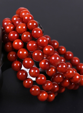 凉山南红手串玛瑙手链柿子红川料108颗多圈天然散佛珠男女款项链