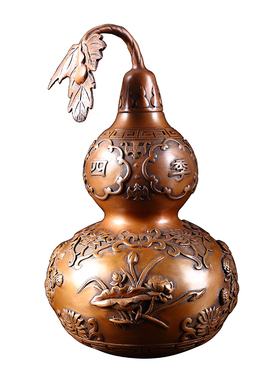 纯手工紫铜葫芦摆件紫铜葫芦家居装饰品客厅办公室工艺品风水摆件