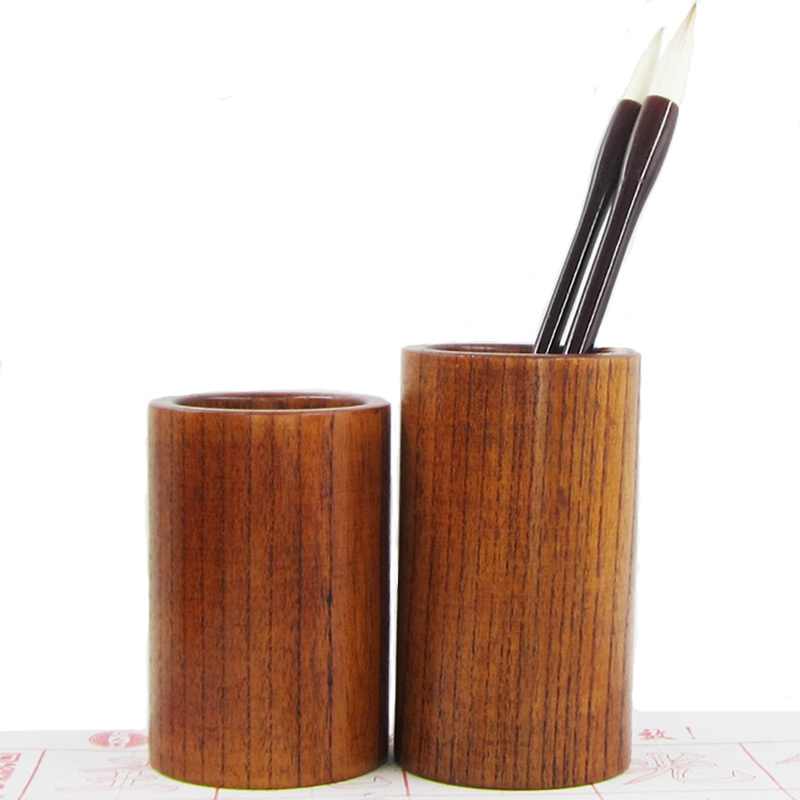 复古创意时尚木质笔筒仿古实木制毛笔筒原木圆形中国风办公室用品