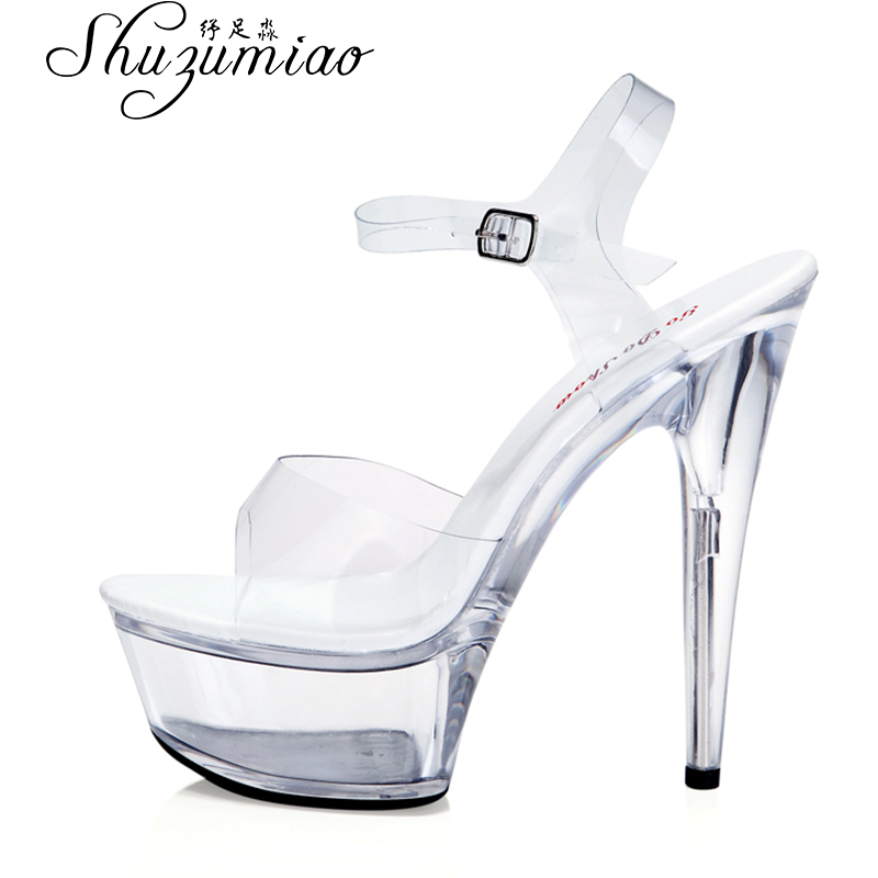 New Sexy Women Shoes High Heels 15cm Summer Woman Transparen