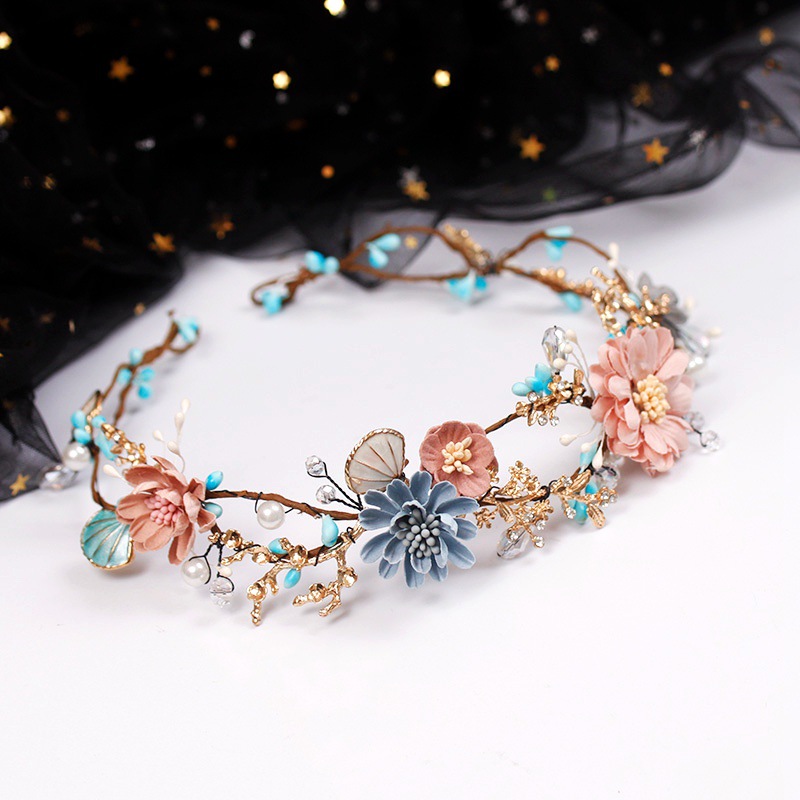 flower headwear handmade beads Baroque flowers garland circu