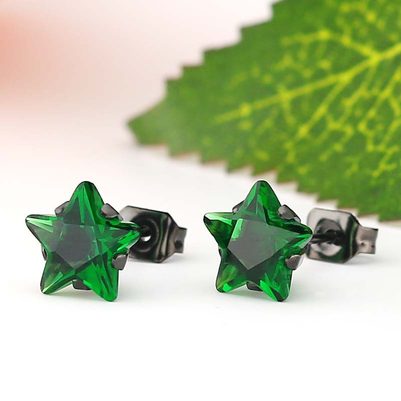 Zircon earnails fashion personality titanium steel Pentagram