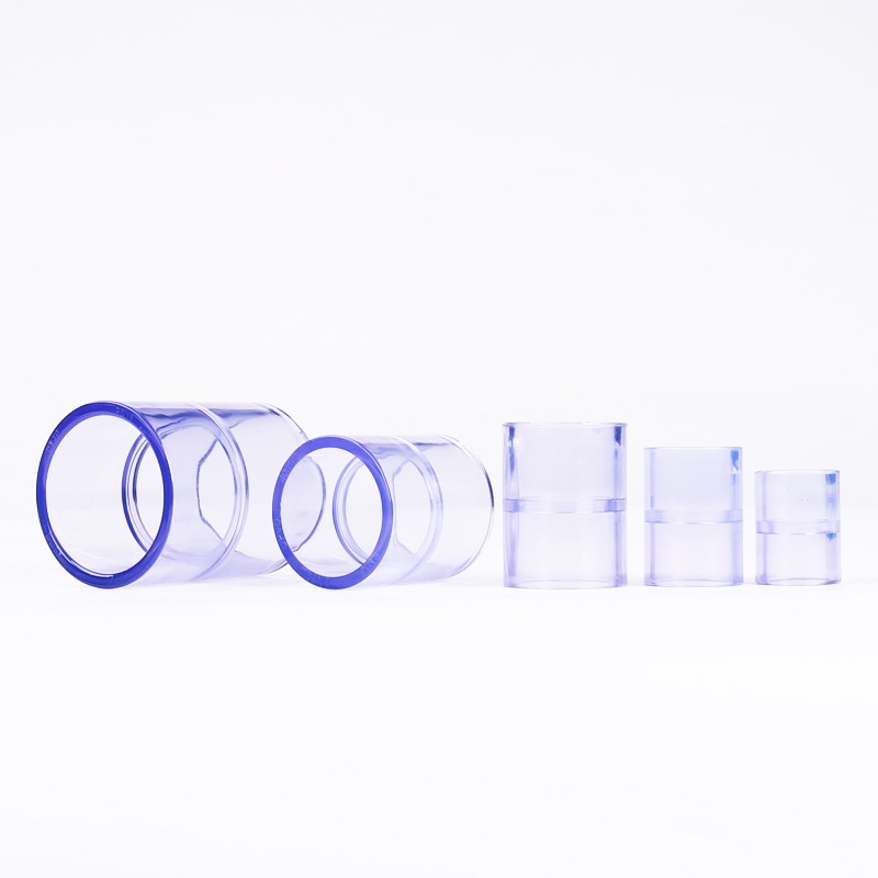 鱼缸透明PVC水管直接头塑料管接管透明管直通套管淡海水给水管件