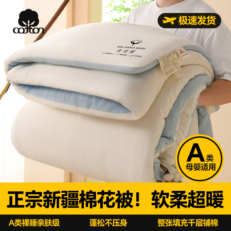 正宗新疆棉花被A类安全母婴适用冬被春秋学生被双色加厚保暖被芯
