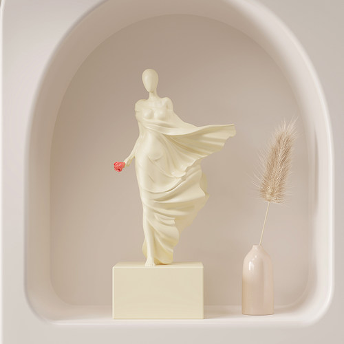 奶油风人物高端艺术摆件客厅酒柜书房玄关高级感雕塑轻奢家居饰品