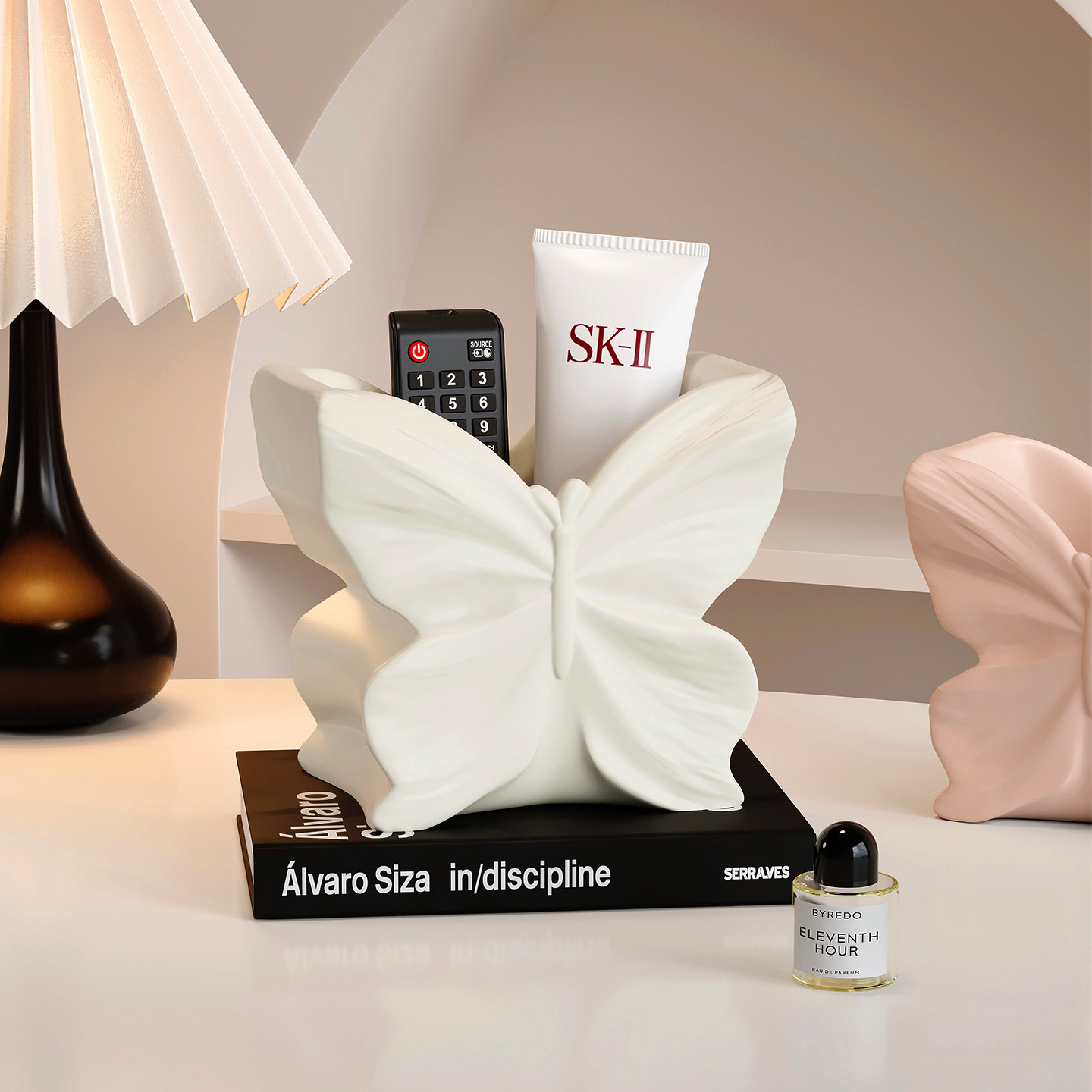 奶油风蝴蝶遥控器钥匙收纳盒摆件客厅花瓶化妆笔刷桌面置物装饰品,家居饰品,桌面摆件,淘宝优惠券,粉丝福利购,淘宝优惠卷