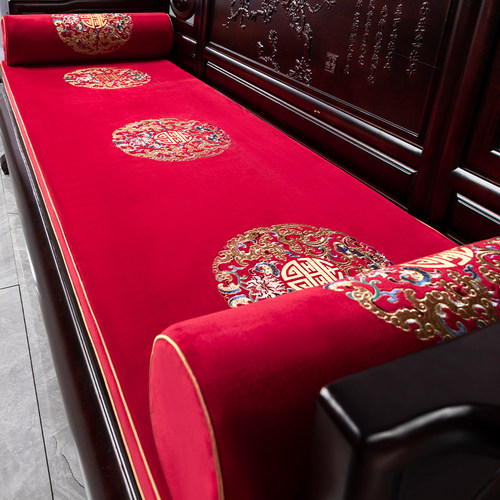 速发秋冬红木沙胶坐垫中式防罩套滑实木家具海绵罗汉床沙发垫乳发