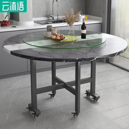 速发子桌简用可折叠餐桌简约圆桌家易饭桌小户型多功能免安装吃饭