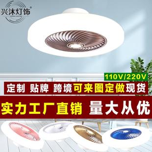 跨境风扇灯静音简约吸顶灯带电风扇吊灯一体卧室餐厅灯110V日规