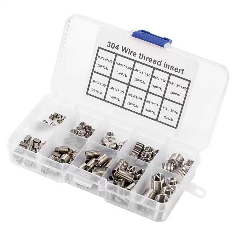 150pcs/套M3-8不锈钢螺纹修复护套钢丝牙套螺纹保护套螺丝套套装