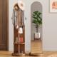 实木全身镜挂衣架一体家用卧室玄关全身镜高级感落地旋转全身镜子