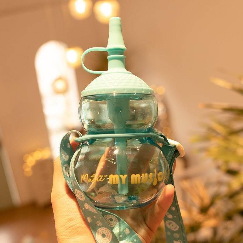 葫芦水壶塑料杯网红吸管杯高颜值儿童水杯学生幼儿园女男防摔防烫