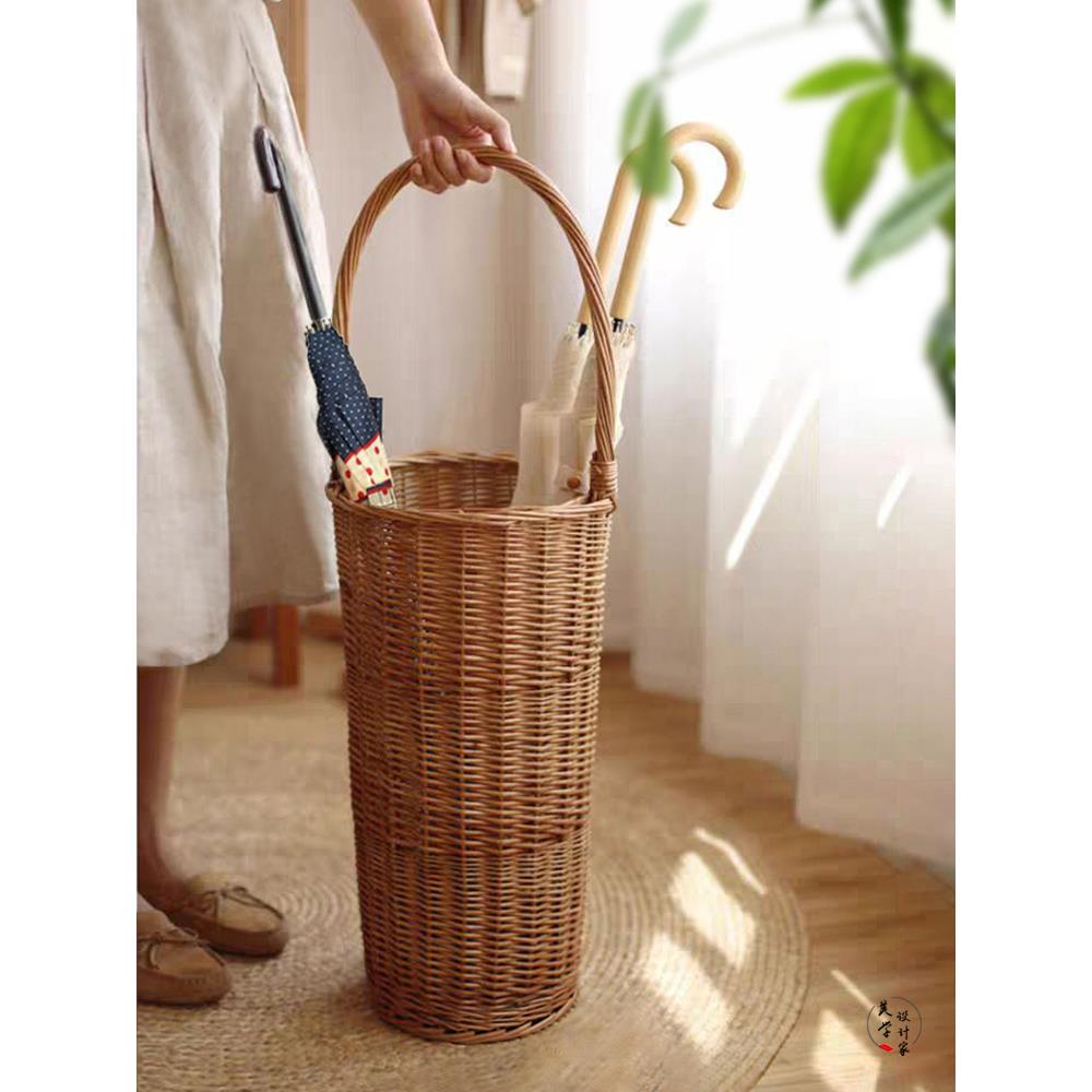 柳编雨伞收纳桶入户家用商用门口雨伞架书画收纳桶置物架收纳篮子