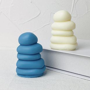 层叠石头蜡烛硅胶模具 DIY自制香薰石膏扩香石手工磨具