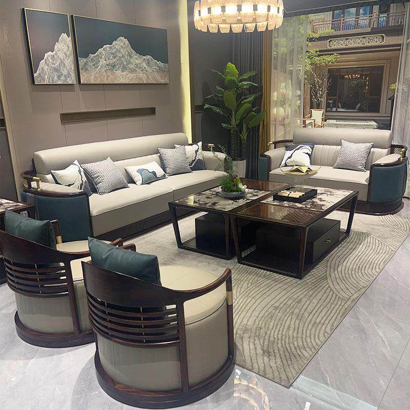 新中式现代简约全实木沙发国潮高端别墅大小户型客厅轻奢家具组合