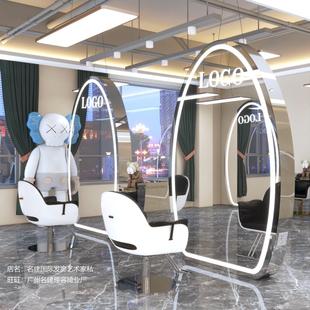 美发店镜台发廊专用双面落地理发店镜子网红全身镜剪发镜出口简约