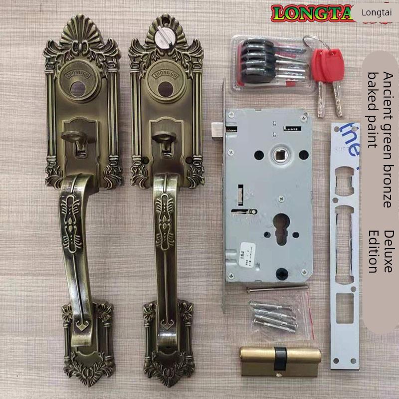 .加厚铝合金大门锁罗普斯金门锁老式家用通用型大门锁铝合金把手