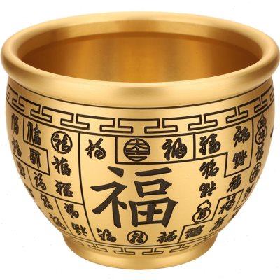全铜百福缸摆件聚宝盆铜炉聚财纳福家居客厅办公室店铺装饰工艺品