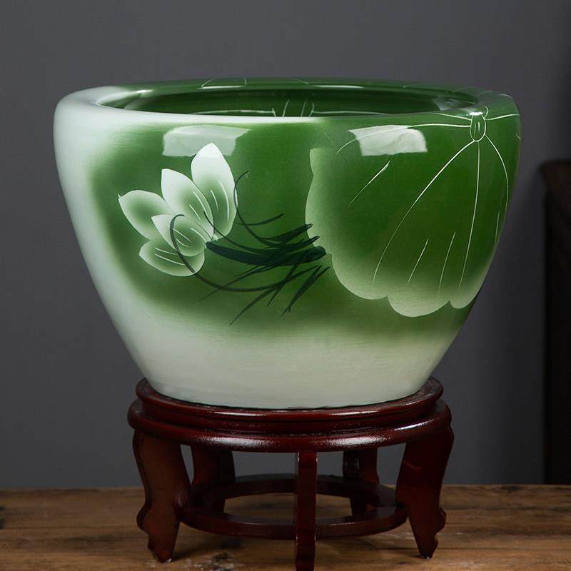 陶瓷鱼缸荷花盆家用庭院睡莲盆庭院造景碗莲盆乌龟缸门面风水摆件,宠物/宠物食品及用品,桌面缸,淘宝优惠券,粉丝福利购,淘宝优惠卷