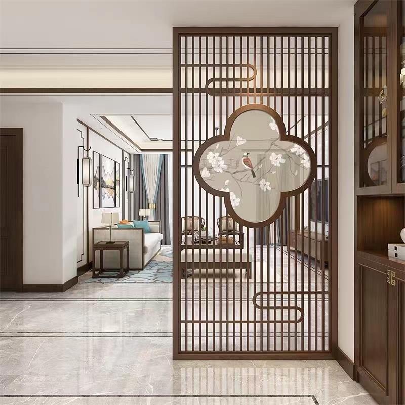 铁艺屏风隔断客厅办公室餐厅入户玄关新中式遮挡镂空轻奢定制装饰