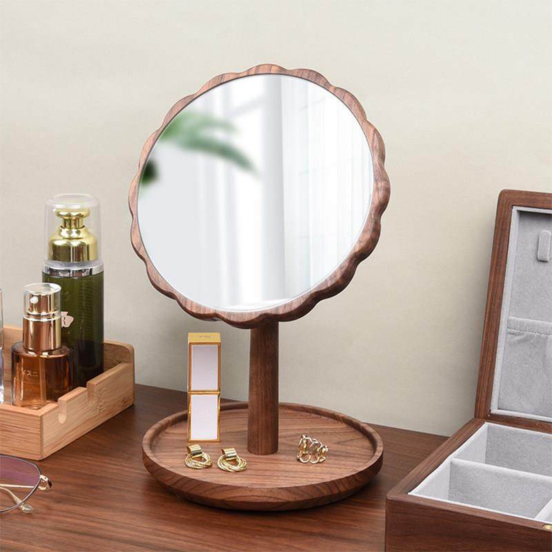 实木化妆镜圆形大镜面家用台式卧室化妆台镜子高清覆古桌面公主镜,家庭/个人清洁工具,柜镜/梳妆镜,淘宝优惠券,粉丝福利购,淘宝优惠卷