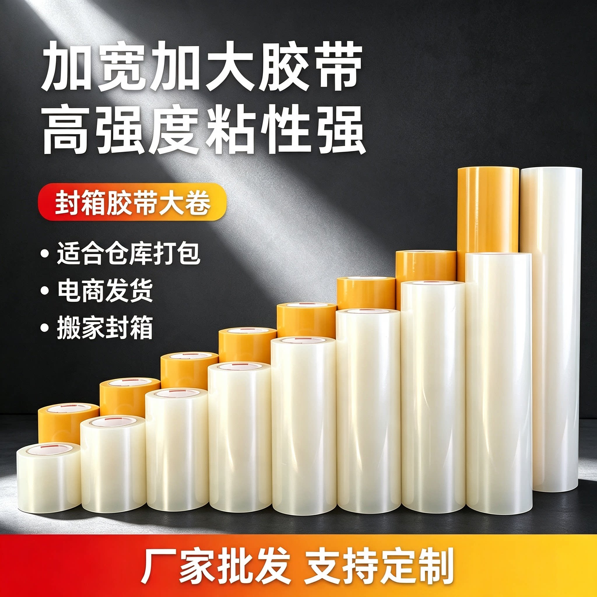 透明胶带大卷封口宽胶带7cm透明批发快递打包封箱带大号胶布胶纸加宽封箱胶带高粘度不易断加宽胶带加工