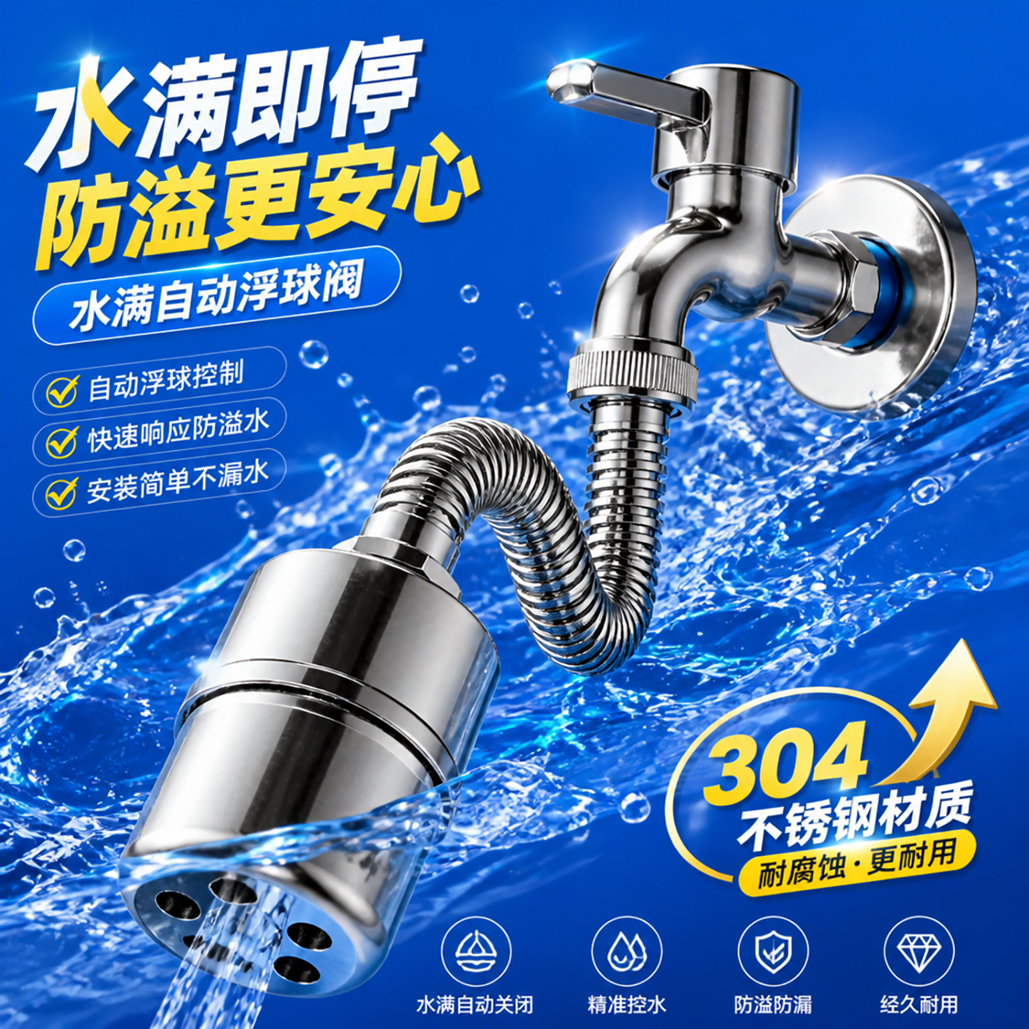 阀门水池水龙头304不锈钢浮球阀停水补水自动水满自停阀断水水塔