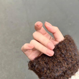 冰透裸色穿戴甲短款磨砂本甲色自然透色指甲百搭显白美甲成品贴片