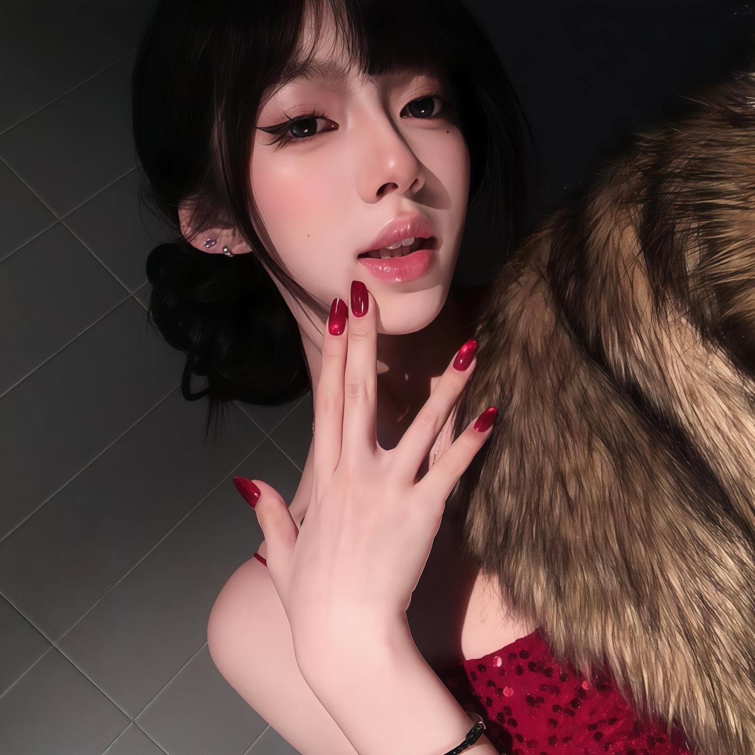 【红宝石】高品质纯手工复古牛血红玻璃珠猫眼穿戴甲显白美甲成品