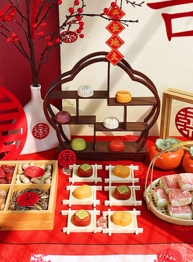 速发订婚布置小摆件饼品台宴结婚装饰糕点盘摆盘点心全套摆台喜甜