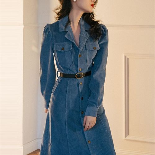 速发8装年代复古港风0秋冬穿搭裙0连衣 古着vitage