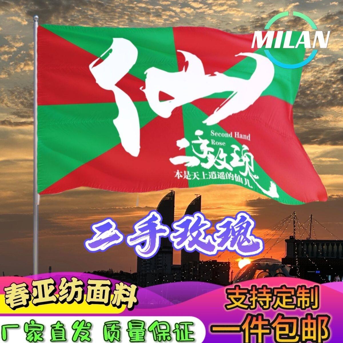 二手玫瑰应援大旗 摇滚旗帜 二手玫瑰巡演 音乐节手摇旗子定制