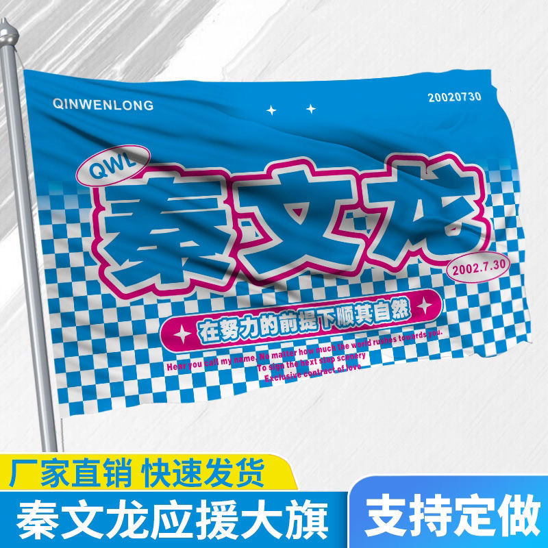 秦文龙应援大旗明星演唱会手持大旗户外网红旗帜队旗定制周边代发