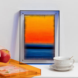 马克罗斯科装饰画抽象客厅透明亚克力相框卧室挂画橙黄红色块摆画