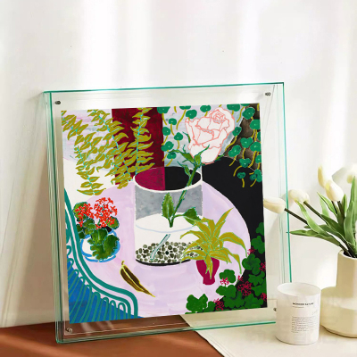 法式中古风植物花卉亚克力摆件画抽象创意客厅装饰画小众艺术挂画