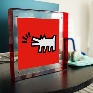 凯斯哈林挂画悬浮亚克力设计装饰画客厅电视柜餐边柜玄关柜摆件画