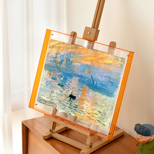 莫奈海港日出亚克力装 饰画世界名画卧室挂画抽象艺术客厅风景摆画