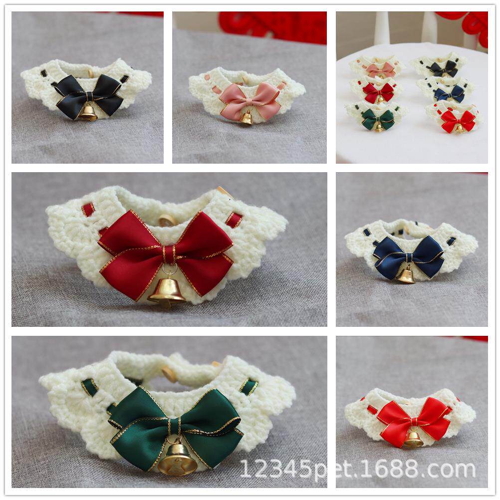 宠物毛线编织项圈 毛线项圈 猫咪狗狗项圈 脖圈 饰品 小清新领结
