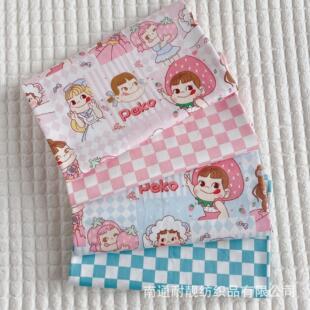 不二家牛奶妹公主印花布卡通纯棉布面料儿童床品抱枕玩偶布艺布料