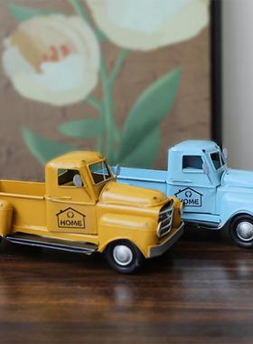 欧式复古古董老爷车卡车道具模型铁艺装饰工艺品摆件摆设家居饰品