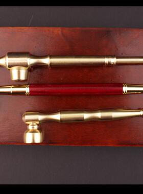 纯黄铜烟斗老式烟袋烟杆便携金属烟枪两用带过滤烟嘴复古旱烟杆