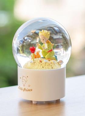 创意小王子音乐盒水晶球雪花球男女朋友闺蜜生日七夕情人节礼物