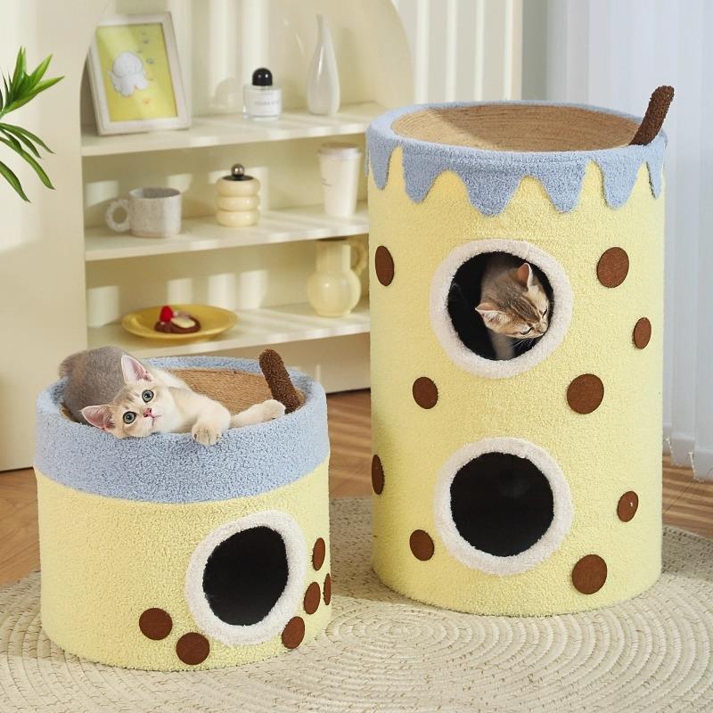 猫窝冬季保暖双层猫咪幼猫睡觉用剑麻封闭式安全屋猫猫床四季通用