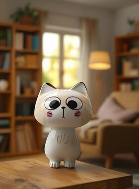 猫咪摆件迷你可爱桌面办公室书桌房间陶瓷饰品治愈系小摆件小礼物