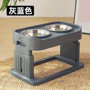 宠物狗碗食盆大型犬防打翻加高护颈吃饭双碗饭盆喝水不锈钢大容量