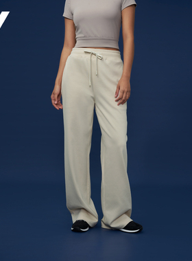 YBA休闲运动阔腿长裤宽松提腰显瘦透气秋冬季款针织香蕉裤25056BK