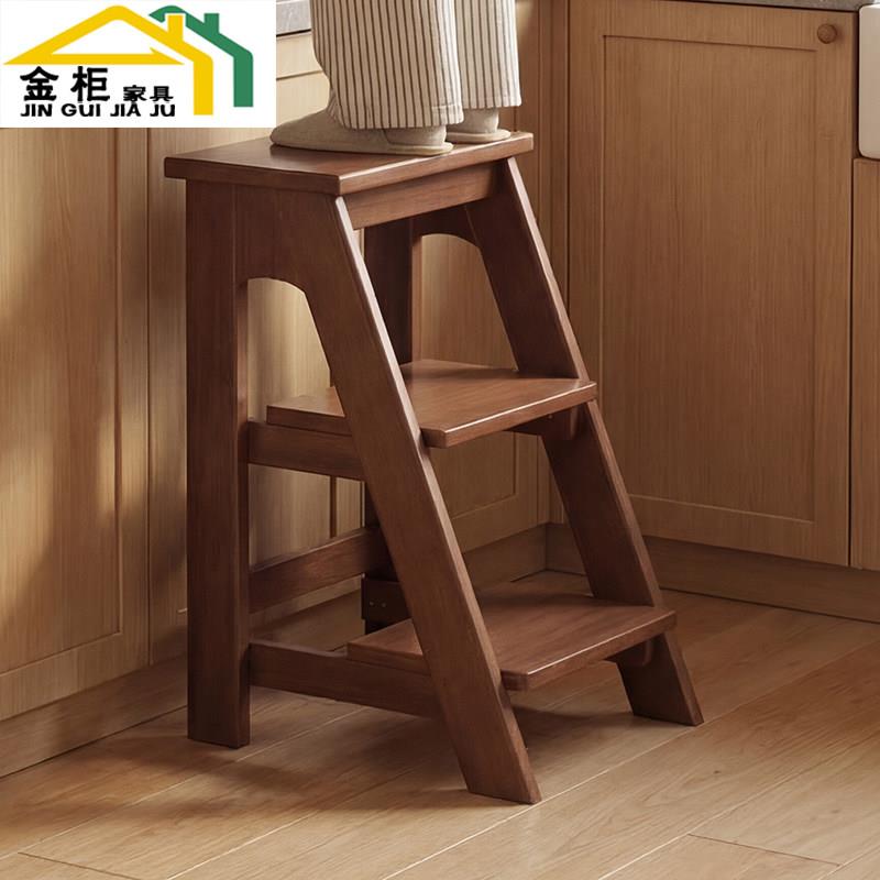 实木梯凳多功能登高踏脚凳餐厅凳子吧台椅小型置物架边几花架多用