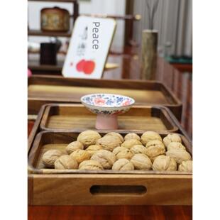 长方形茶水杯日式木质托盘茶盘点心盘收纳家用放茶杯敬茶果盘木盘