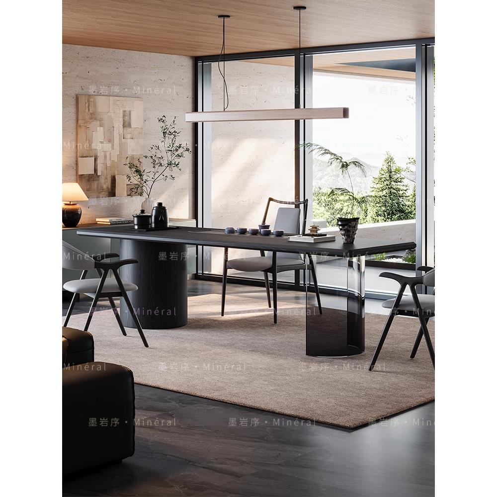 意式极简茶桌椅组合现代简约轻奢高级感办公室茶台茶桌椅套装