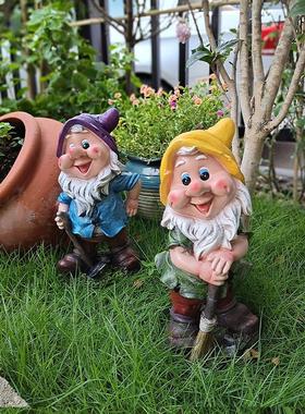 花园庭院摆件创意卡通人物雕塑七个小矮人园艺景观露台院子装饰品